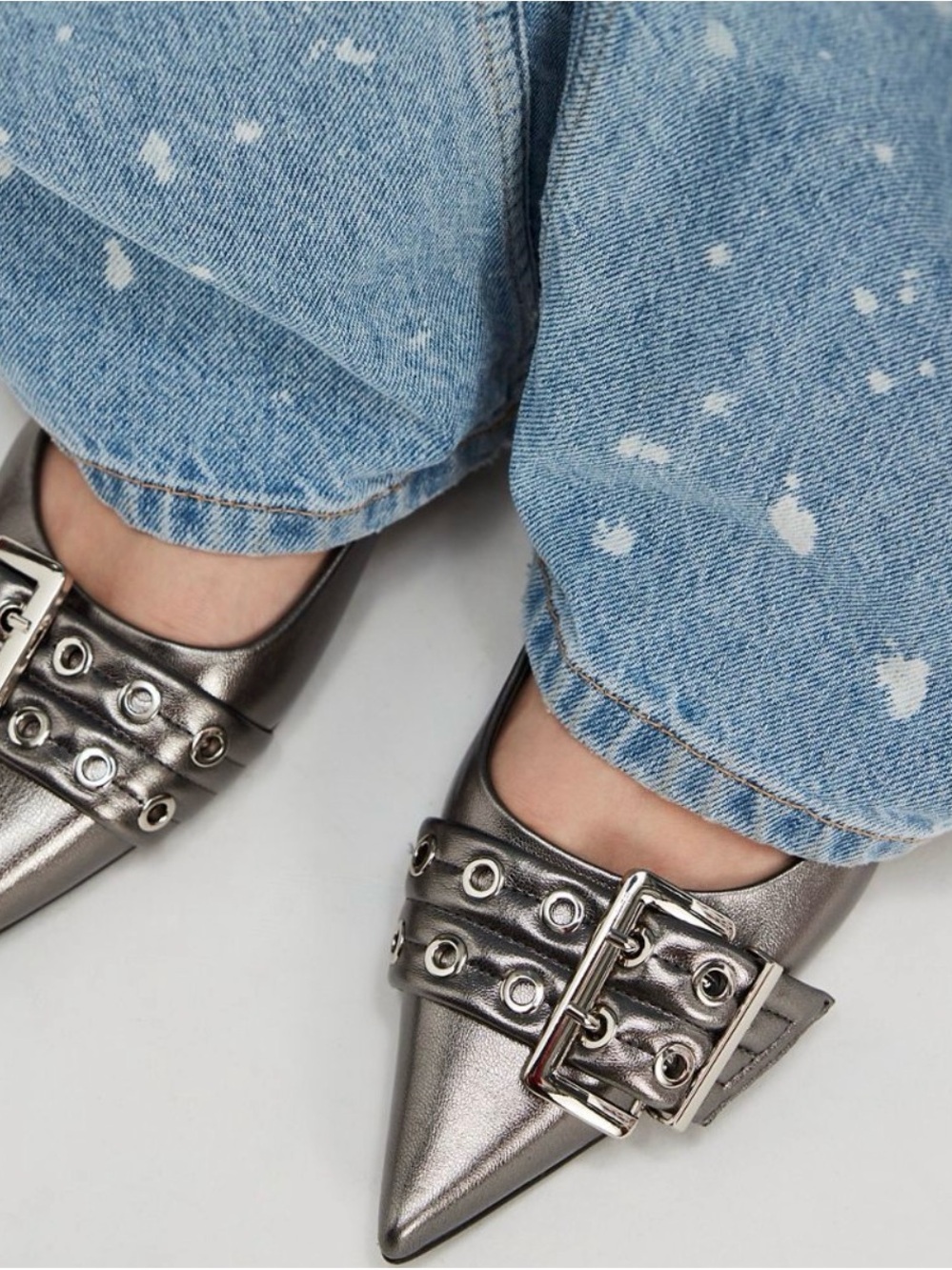 Jeffrey Campbell Lilly Buckle Slingback Flats in Black - Picture 2 of 4